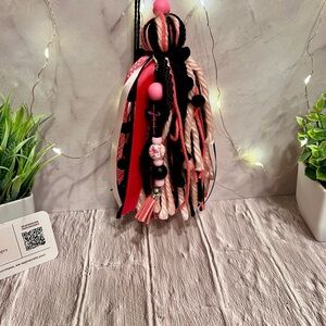 Pink and Black Jesus Cross Tassel